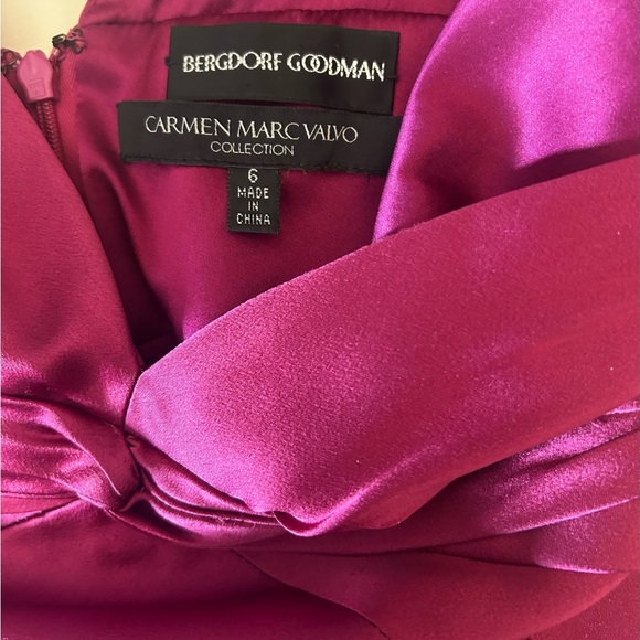 Carmen Marc Valvo VTG Bergdorf Goodman Magenta Satin Cocktail Slip Dress Sz 6 - Picture 5 of 10